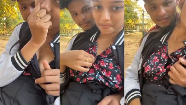 Sweet School Babe – Outdoor Boobs Play With BF Viral